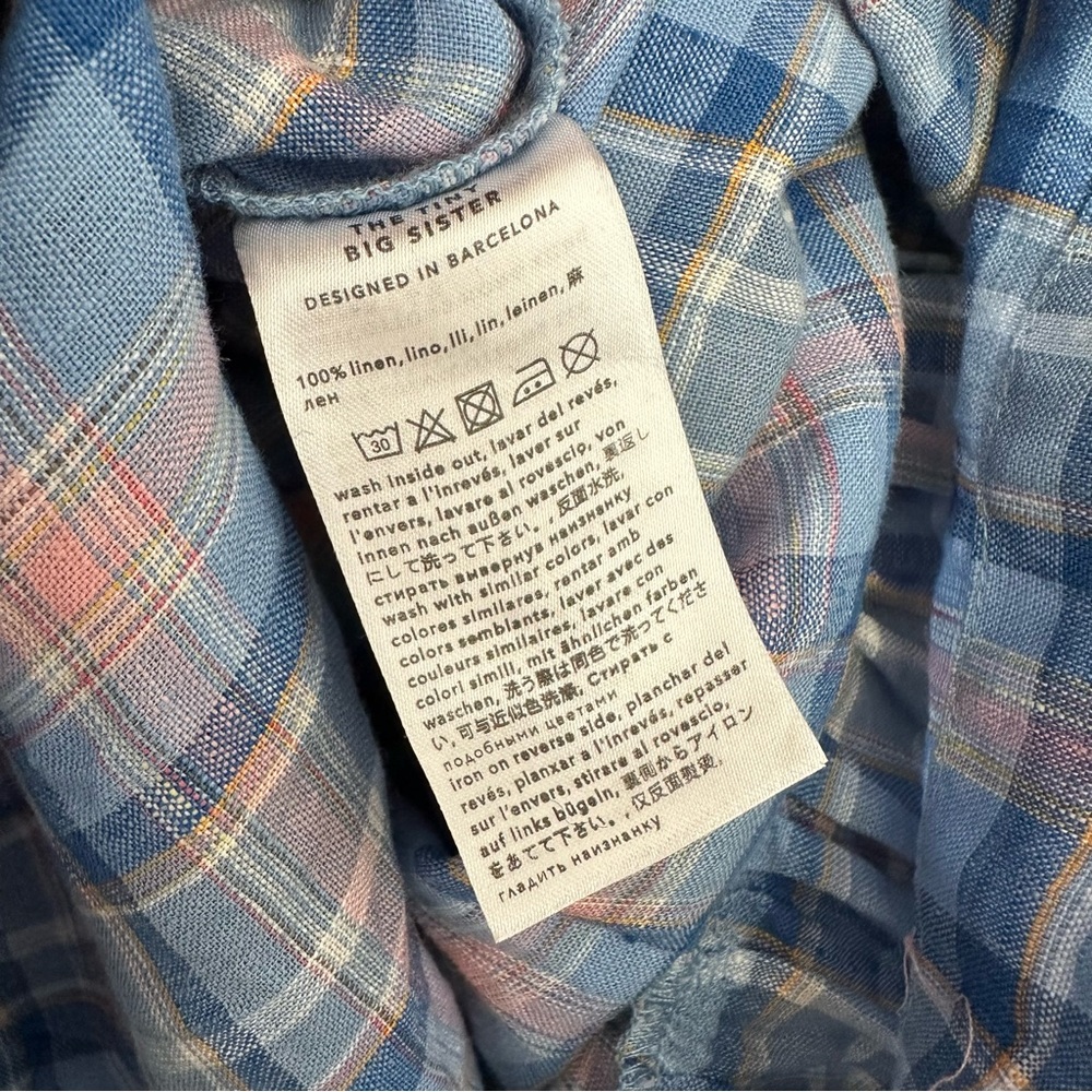 Tiny big sister blue linen plaid skirt - Picture 7 of 7